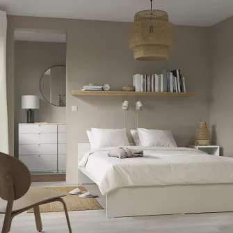 IKEA VIHALS Cadru pat, alb/Lindbåden, 140x200 cm