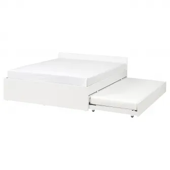IKEA VIHALS Cadru pat+1 pat suplimentar, alb/Luröy, 140x200 cm