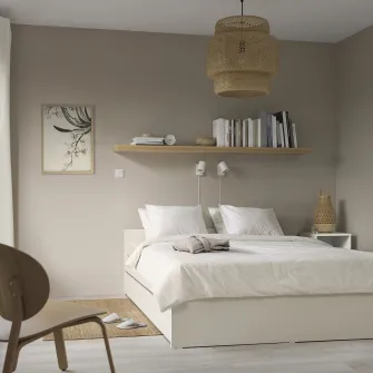 IKEA VIHALS Cadru pat+1 pat suplimentar, alb/Luröy, 140x200 cm