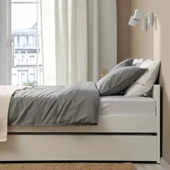 IKEA VIHALS Cadru pat+1 pat suplimentar, alb/Luröy, 140x200 cm
