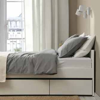 IKEA VIHALS Cadru pat+2 cutii depozitare, alb/Lindbåden, 140x200 cm