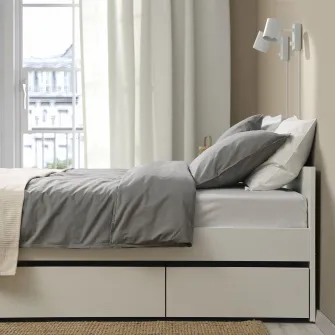 IKEA VIHALS Cadru pat+2 cutii depozitare, alb/Lindbåden, 160x200 cm