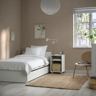 IKEA VIHALS Cadru pat+2 cutii depozitare, alb/Lindbåden, 90x200 cm
