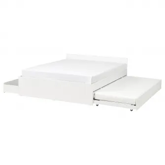 IKEA VIHALS Cadru pat+2cutii depoz/1pat suplim, alb/Luröy, 140x200 cm
