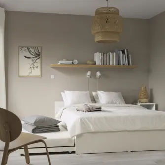 IKEA VIHALS Cadru pat+2cutii depoz/1pat suplim, alb/Luröy, 140x200 cm
