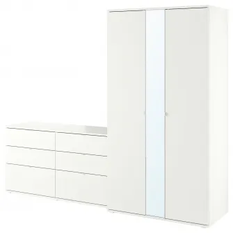 IKEA VIHALS Combinatie dulap, alb/oglinda, 245x57x200 cm