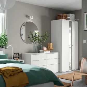 IKEA VIHALS Combinatie dulap, alb/oglinda, 245x57x200 cm