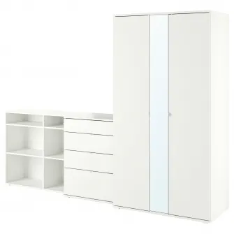 IKEA VIHALS Combinatie dulap, alb/oglinda, 270x57x200 cm