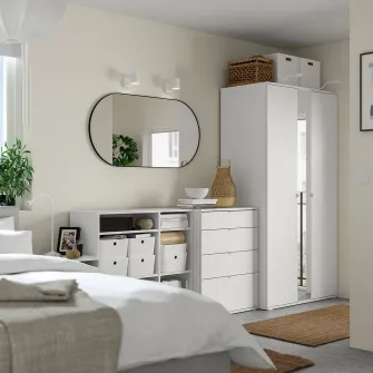 IKEA VIHALS Combinatie dulap, alb/oglinda, 270x57x200 cm
