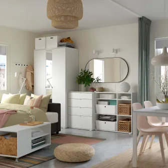 IKEA VIHALS Combinatie dulap, alb/oglinda, 270x57x200 cm