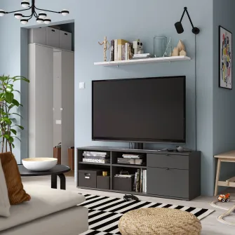 IKEA VIHALS Comoda TV, gri inchis, 146x37x50 cm