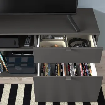 IKEA VIHALS Comoda TV, gri inchis, 146x37x50 cm