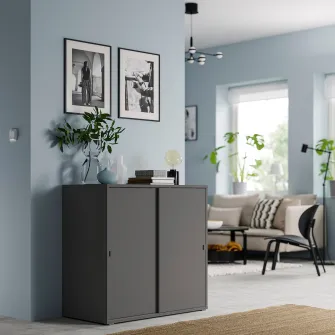 IKEA VIHALS Corp cu usi glisante, gri inchis, 95x47x90 cm