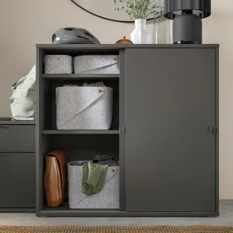IKEA VIHALS Corp cu usi glisante, gri inchis, 95x47x90 cm