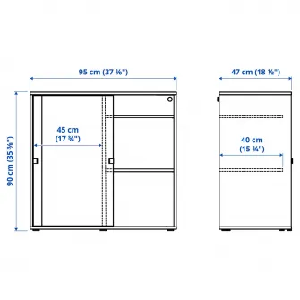IKEA VIHALS Corp cu usi glisante, gri inchis, 95x47x90 cm