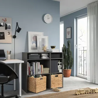 IKEA VIHALS Etajera cu 4 polite, gri inchis, 95x37x90 cm