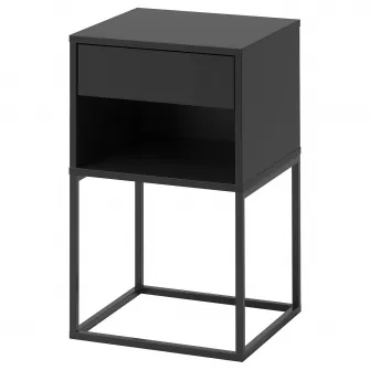 IKEA VIKHAMMER Noptiera, negru, 40x39 cm