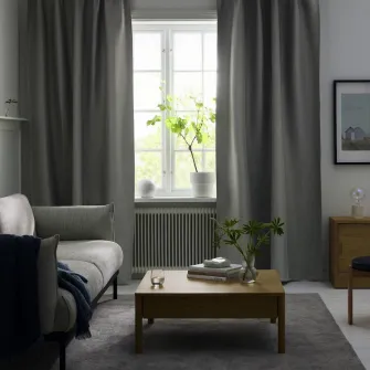 IKEA VILBORG Draperii semiopace, 2buc, gri/rjns, 145x300 cm
