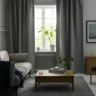 IKEA VILBORG Draperii semiopace, 2buc, gri/rjns, 145x300 cm