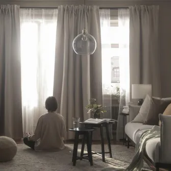 IKEA VILBORG Draperii semiopace, 2buc, bej/rjns, 145x300 cm