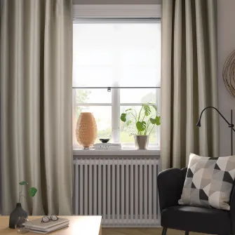 IKEA VILBORG Draperii semiopace, 2buc, bej/rjns, 145x300 cm