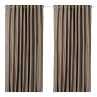 IKEA VILBORG Draperii semiopace, 2buc, gri inchis-bej/rjns, 145x300 cm
