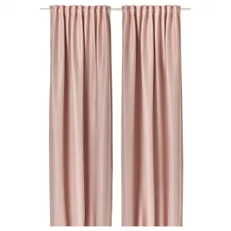 IKEA VILBORG Draperii semiopace, 2buc, roz/rjns, 145x300 cm