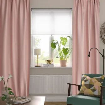 IKEA VILBORG Draperii semiopace, 2buc, roz/rjns, 145x300 cm