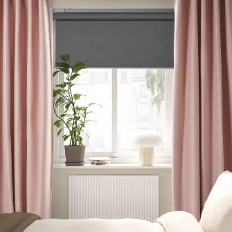 IKEA VILBORG Draperii semiopace, 2buc, roz/rjns, 145x300 cm