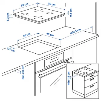 IKEA VILSTA Plita cu inductie, IKEA 300 negru, 59 cm