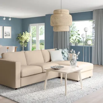 IKEA VIMLE Canapea 3 locuri cu sezlong, Hallarp bej