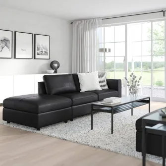 IKEA VIMLE Canapea 3 locuri, capat deschis/Grann/Bomstad negru