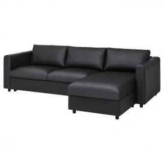 IKEA VIMLE Canapea 3 locuri cu sezlong, Grann/Bomstad negru