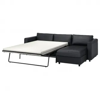 IKEA VIMLE Canapea 3 locuri cu sezlong, Grann/Bomstad negru