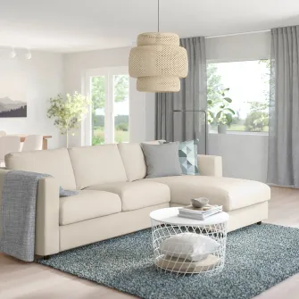 IKEA VIMLE Canapea 3 locuri, cu sezlong/Gunnared bej