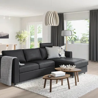 IKEA VIMLE Canapea 3 locuri, cu sezlong cu tetiera/Grann/Bomstad negru