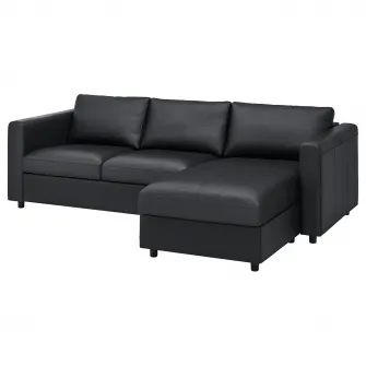 IKEA VIMLE Canapea 3 locuri, cu sezlong/Grann/Bomstad negru