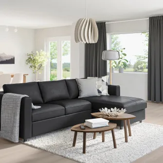 IKEA VIMLE Canapea 3 locuri, cu sezlong/Grann/Bomstad negru