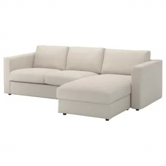 IKEA VIMLE Canapea 3 locuri, cu sezlong/Gunnared bej