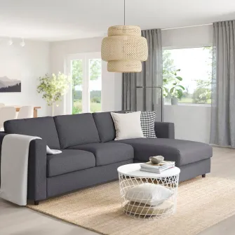 IKEA VIMLE Canapea 3 locuri, cu sezlong/Gunnared gri mediu
