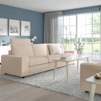 IKEA VIMLE Canapea 3 locuri, cu tetiera cu brate late/Hallarp bej