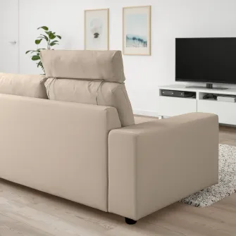 IKEA VIMLE Canapea 3 locuri, cu tetiera cu brate late/Hallarp bej