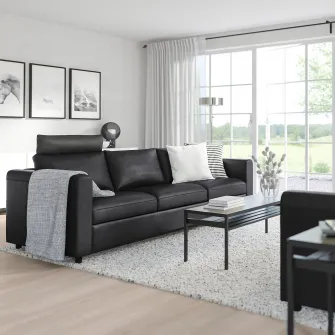 IKEA VIMLE Canapea 3 locuri, cu tetiera/Grann/Bomstad negru