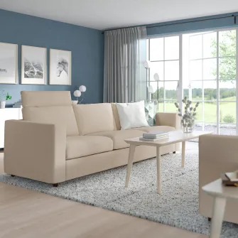 IKEA VIMLE Canapea 3 locuri, cu tetiera/Hallarp bej