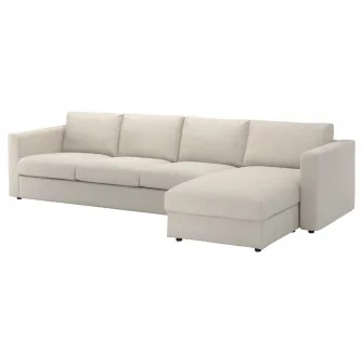 IKEA VIMLE Canapea 4 locuri cu sezlong, Gunnared bej