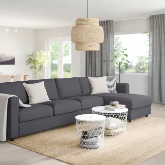 IKEA VIMLE Canapea 4 locuri cu sezlong, Gunnared gri mediu