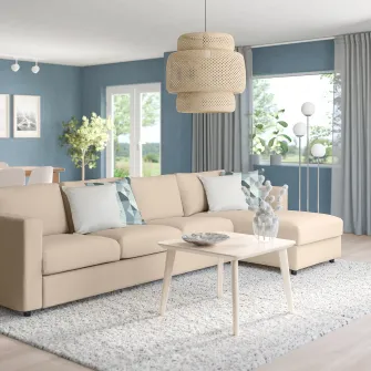 IKEA VIMLE Canapea 4 locuri cu sezlong, Hallarp bej