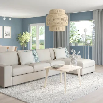 IKEA VIMLE Canapea 4 locuri cu sezlong, cu brate late/Gunnared bej
