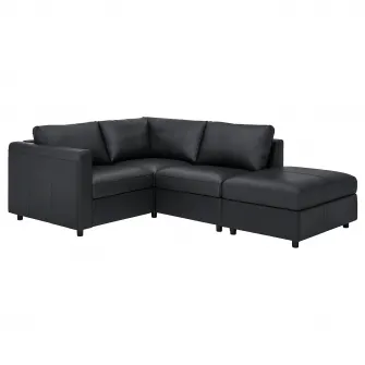IKEA VIMLE Canapea colt 3 locuri, capat deschis/Grann/Bomstad negru