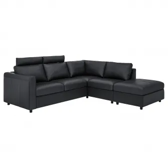 IKEA VIMLE Canapea colt, 4 locuri, capat deschis cu tetiere/Grann/Bomstad negru